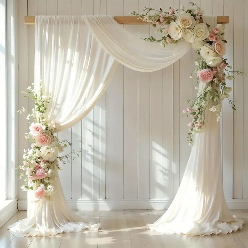 Chiffon Ceiling Drapery With Rod Pocket 5ftx13ft White