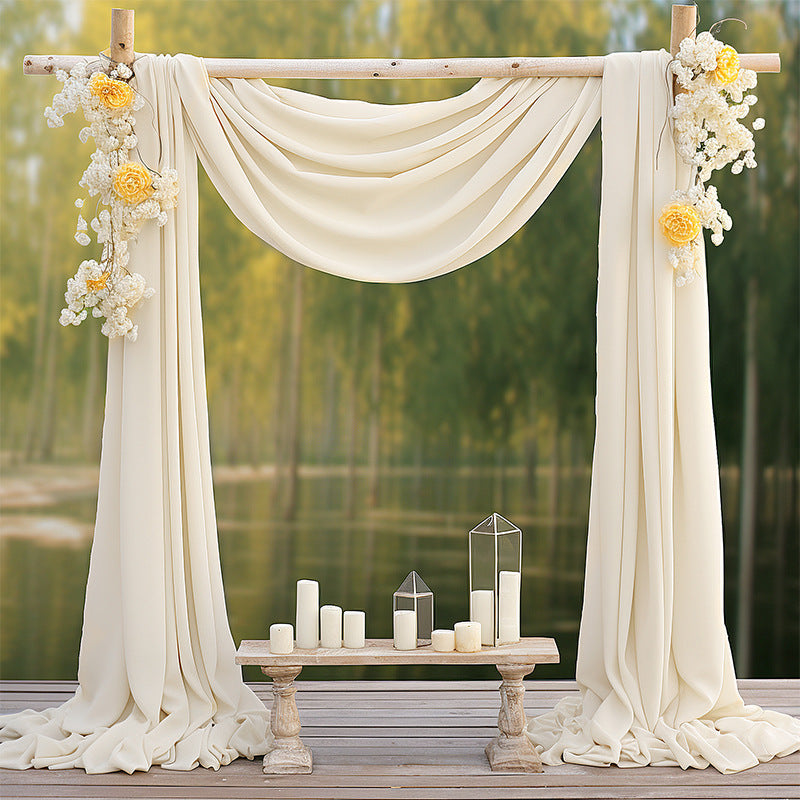 Chiffon Ceiling Drapery With Rod Pocket 5ftx13ft White
