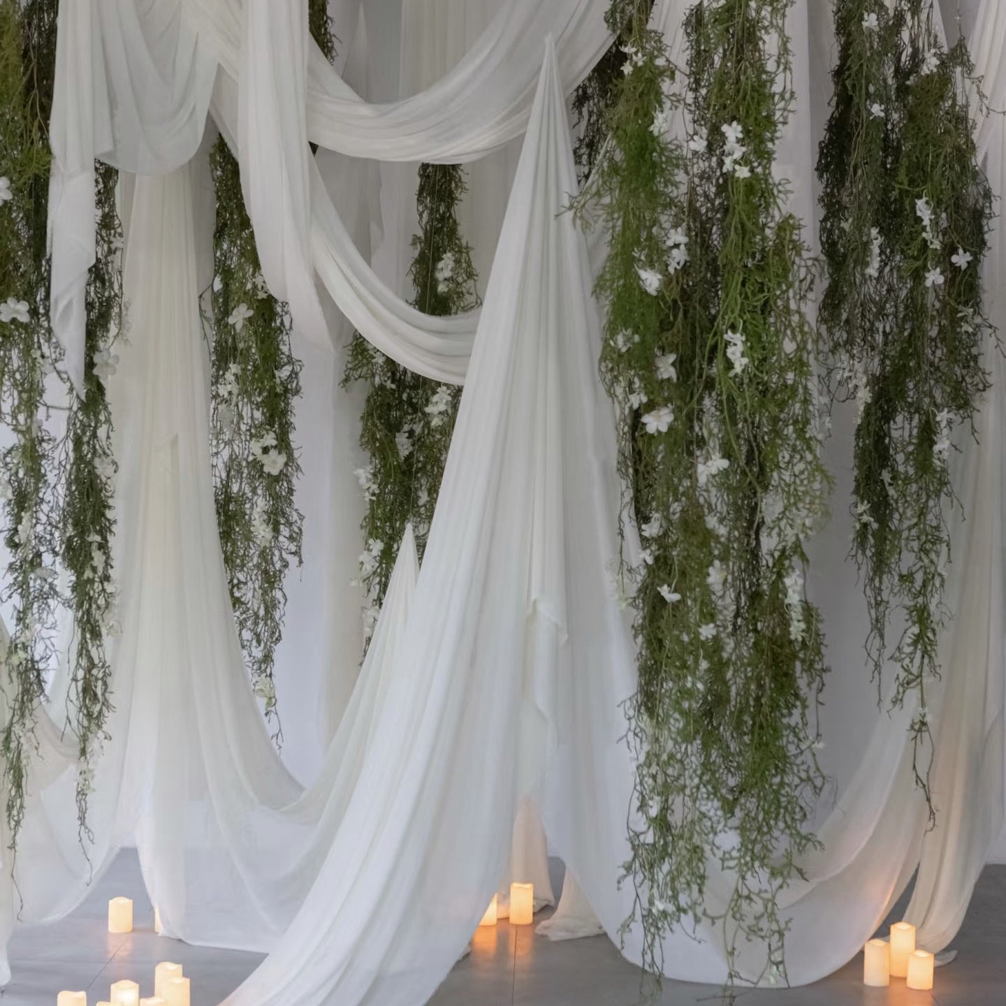 Chiffon Ceiling Drapery With Rod Pocket 5ftx13ft White