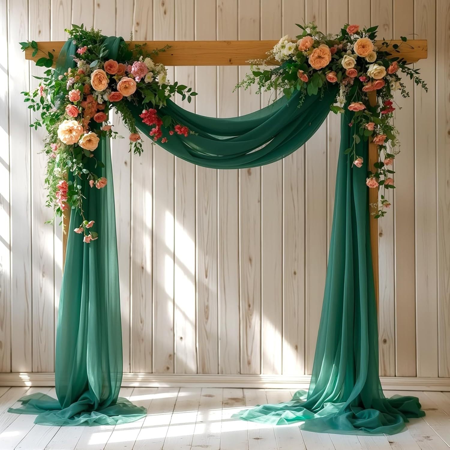 Chiffon Ceiling Drapery With Rod Pocket 5ftx13ft Dark Green