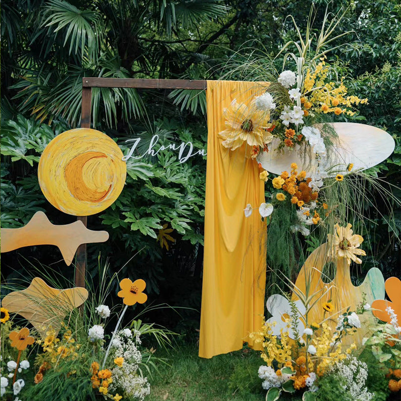 Chiffon Ceiling Drapery With Rod Pocket 5ftx13ft Yellow