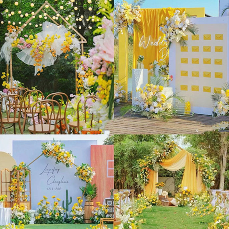 Chiffon Ceiling Drapery With Rod Pocket 5ftx32ft Yellow