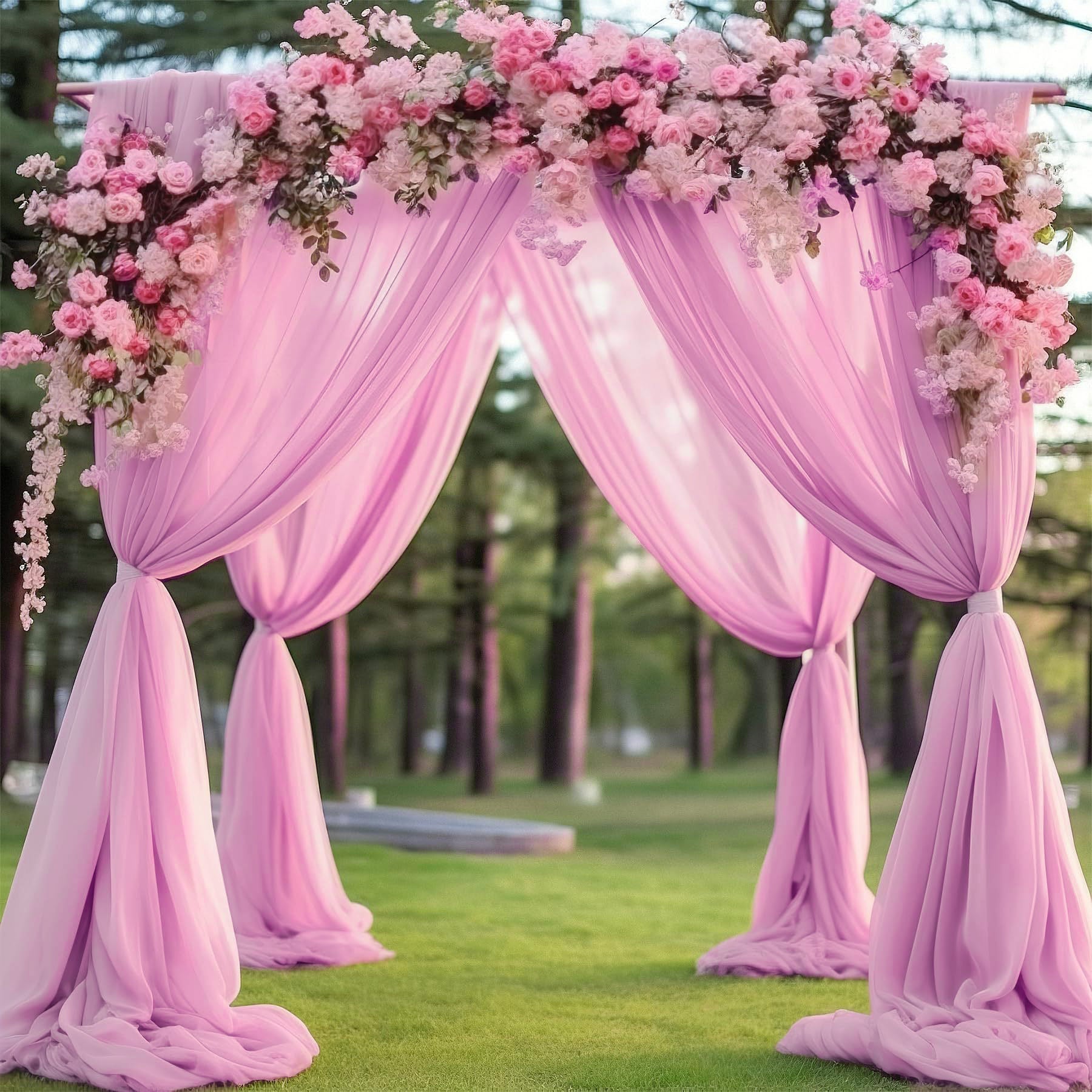 Chiffon Ceiling Drapery With Rod Pocket 5ftx32ft Pink