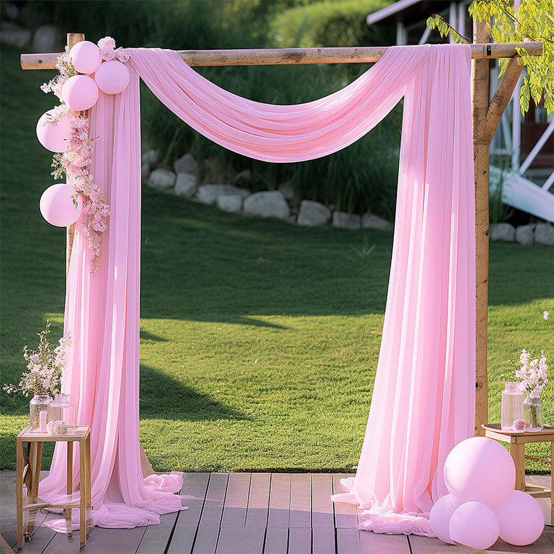 Chiffon Ceiling Drapery With Rod Pocket 5ftx32ft Pink