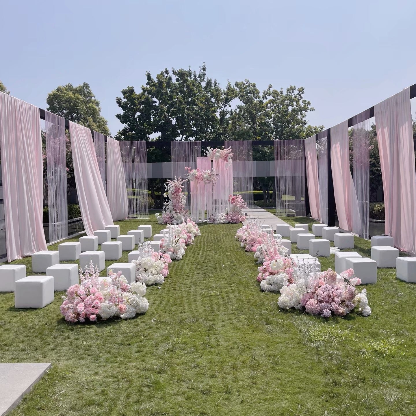 Chiffon Ceiling Drapery With Rod Pocket 5ftx32ft Pink