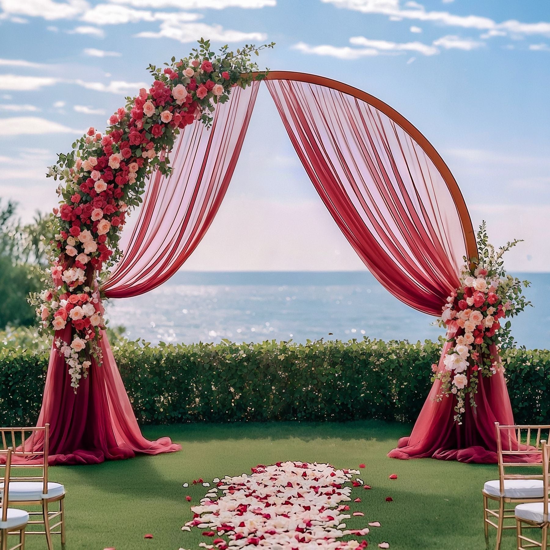 Chiffon Ceiling Drapery With Rod Pocket 5ftx32ft Burgundy