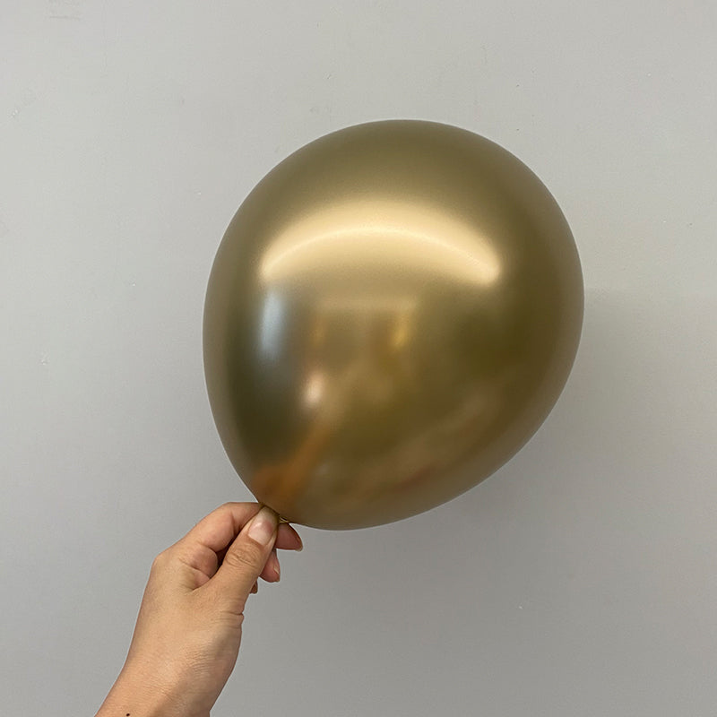 5" Latex Balloons 100 Pcs Chrome Gold