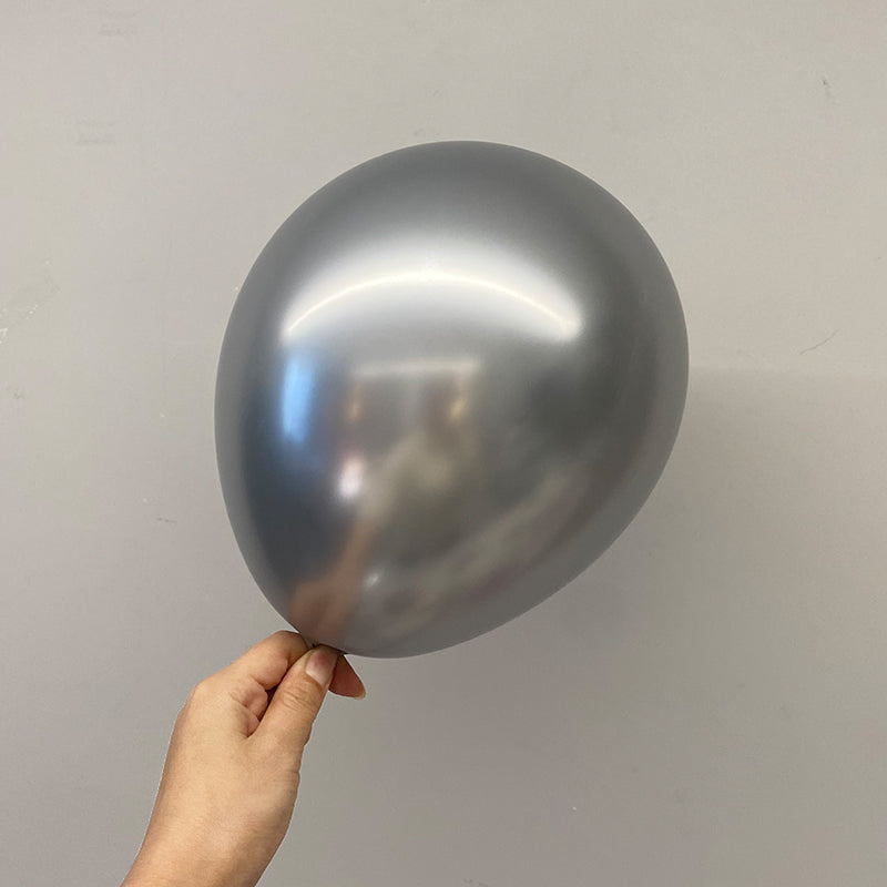10" Latex Balloons 50 Pcs Chrome Silver
