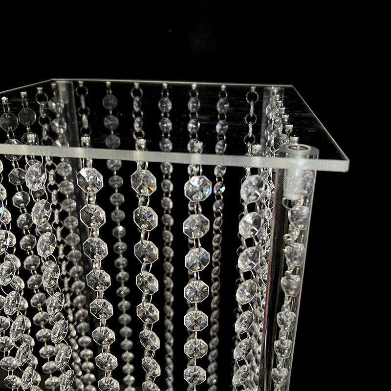 Acrylic Flower Pedestal Vase Pillar Stand Clear with Crystal Beads 24"