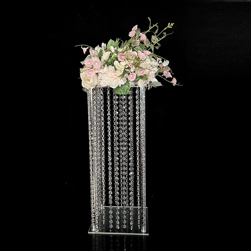 36" Tall Wedding Flower Stand, Acrylic Vase Column Geometric Centerpiece