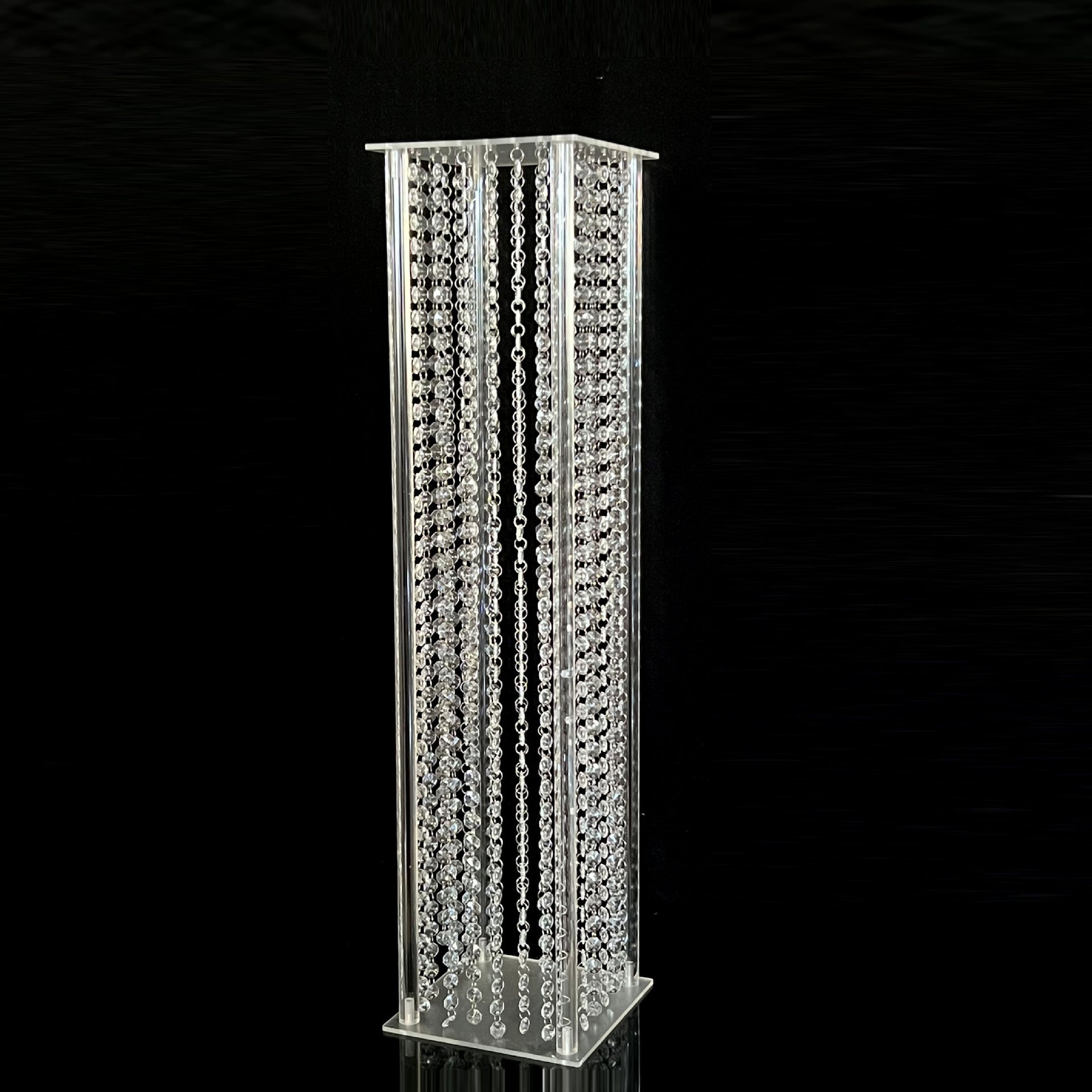 36" Tall Wedding Flower Stand, Acrylic Vase Column Geometric Centerpiece