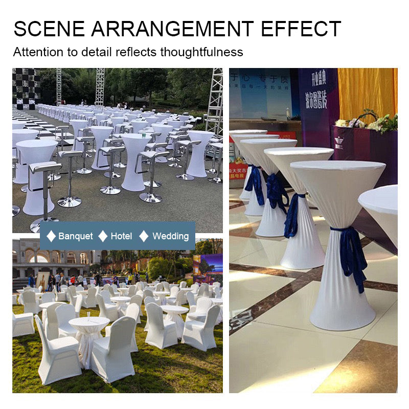 Cocktail Table Covers Fitted Stretch Square Corners Table Cover High Top Cocktail Round Tablecloth for Party, Wedding, Birthday, Banquet