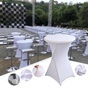 Cocktail Table Covers Fitted Stretch Square Corners Table Cover High Top Cocktail Round Tablecloth for Party, Wedding, Birthday, Banquet