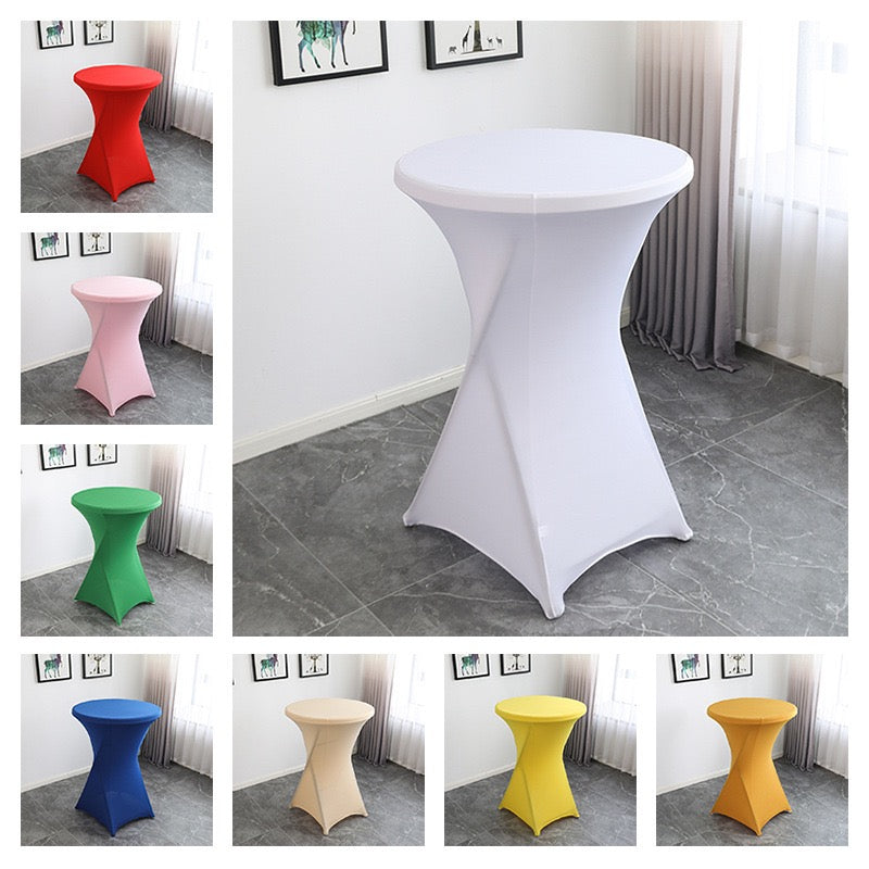 Cocktail Table Covers Fitted Stretch Square Corners Table Cover High Top Cocktail Round Tablecloth for Party, Wedding, Birthday, Banquet