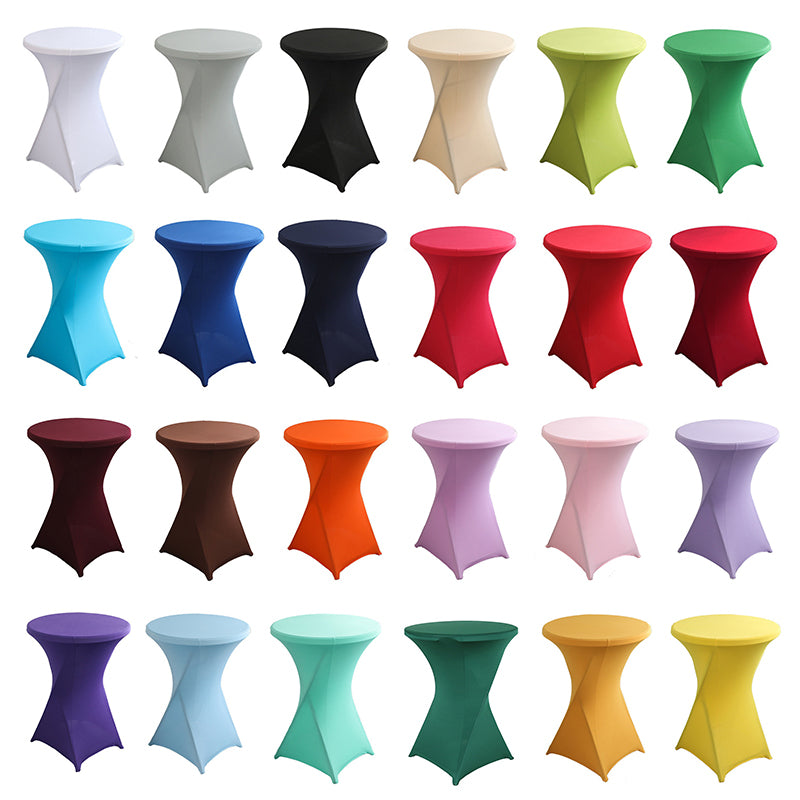 Cocktail Table Covers Fitted Stretch Square Corners Table Cover High Top Cocktail Round Tablecloth for Party, Wedding, Birthday, Banquet