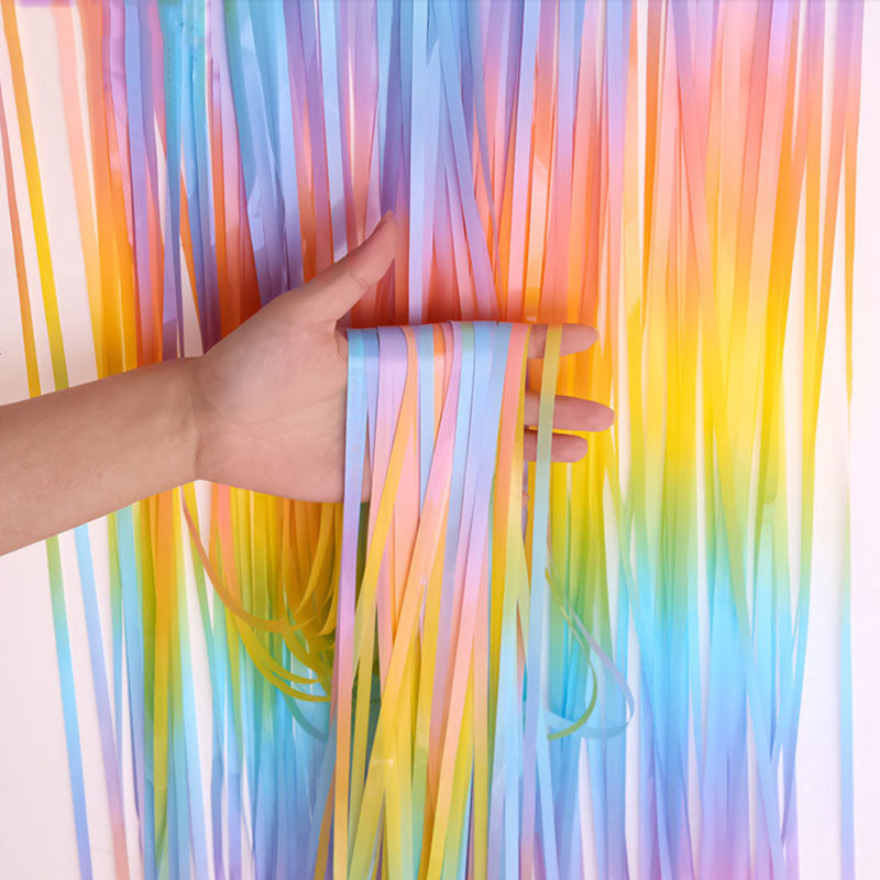 4 Pack Maca Colorful Foil Fringe Curtain Party Backdrop 3.3x6.6 Ft