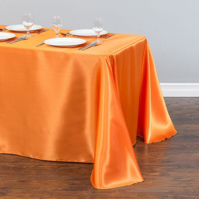 Satin Rectangular 90"x156" Tablecloth Coral Orange