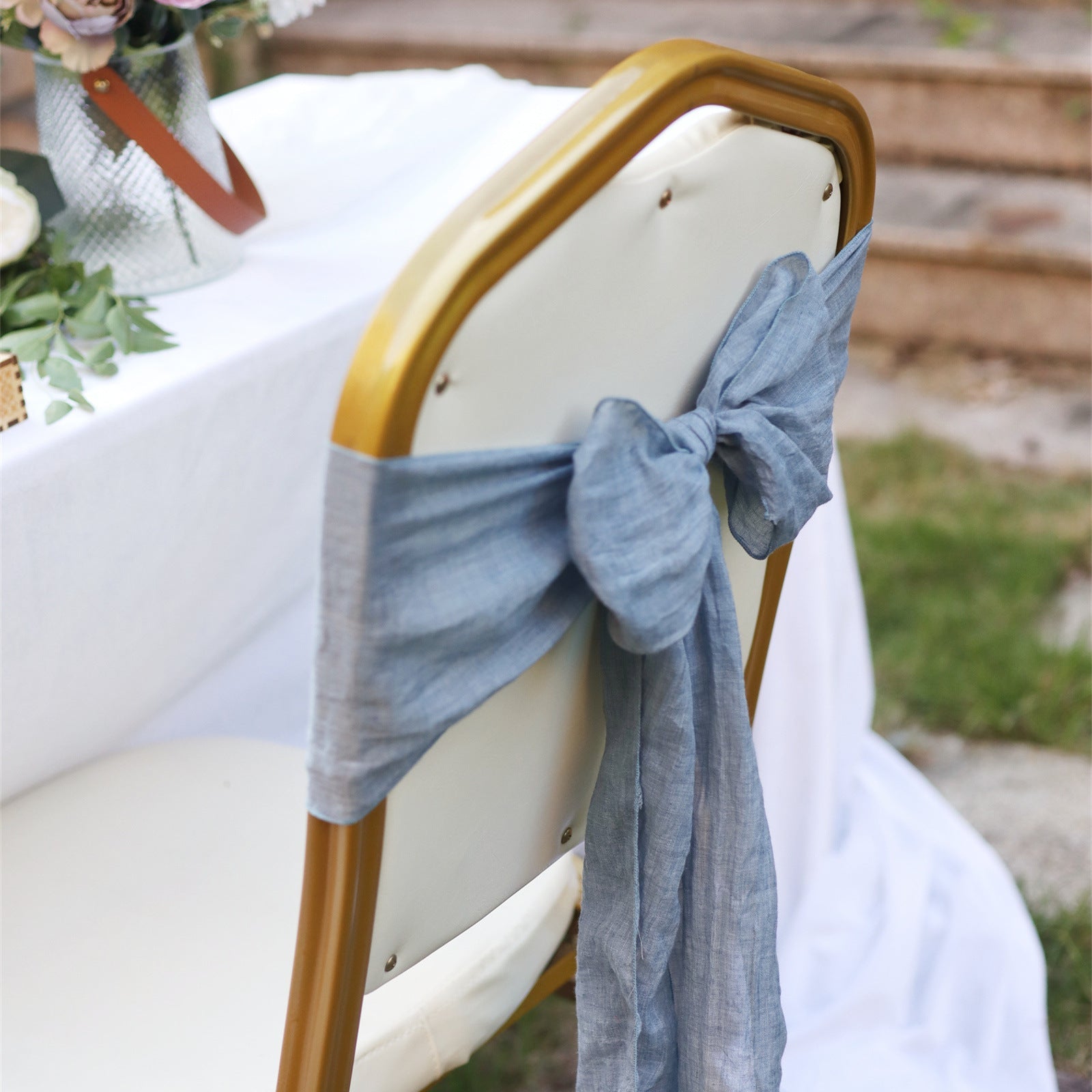 5 Pc Cotton Chair Sashes 7"x100" White
