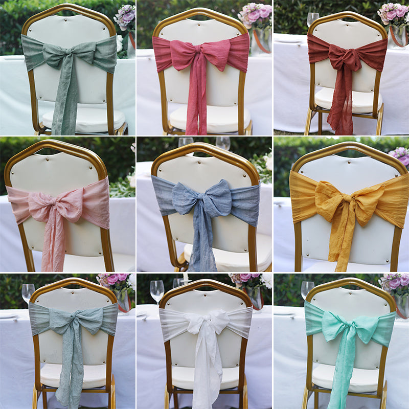 5Pcs Cotton Chair Bows Sashes Tie Back Decorative Item Cover Ups for Wedding Banquets Chairs Decoration