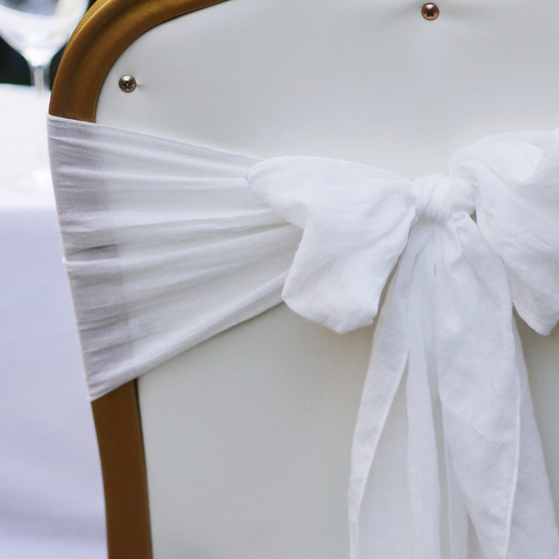 7"x100" Cotton Chair Sash 5Pc White