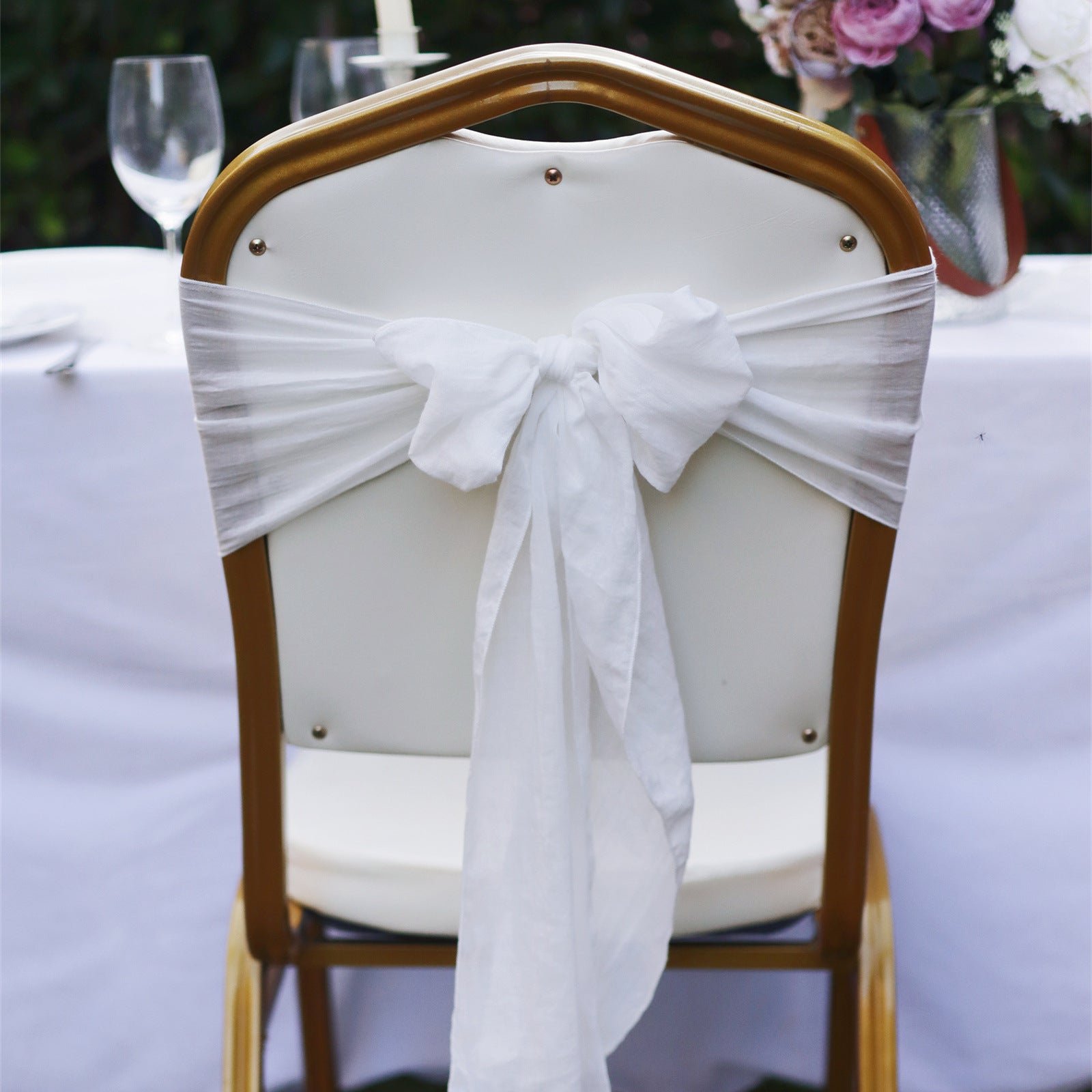 7"x100" Cotton Chair Sash 5Pc White