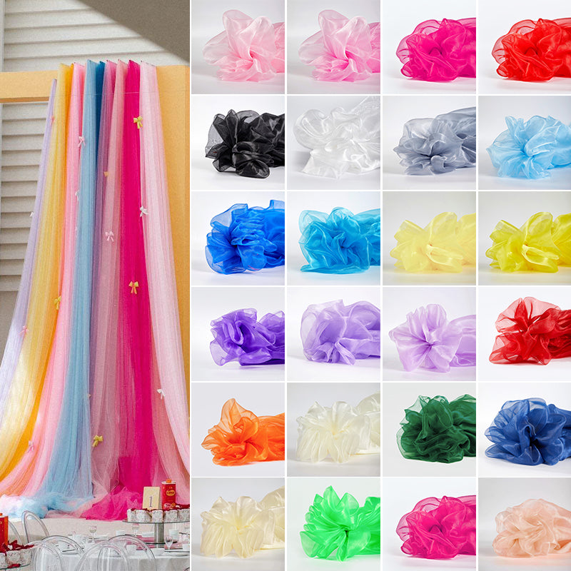 Crystal Organza Fabric Tulle - 59" by 40 Yards Sheer Fabric for Wedding Party Decoration Bridal Shower Tutu Roll Netting Spool Ribbon Wrapping