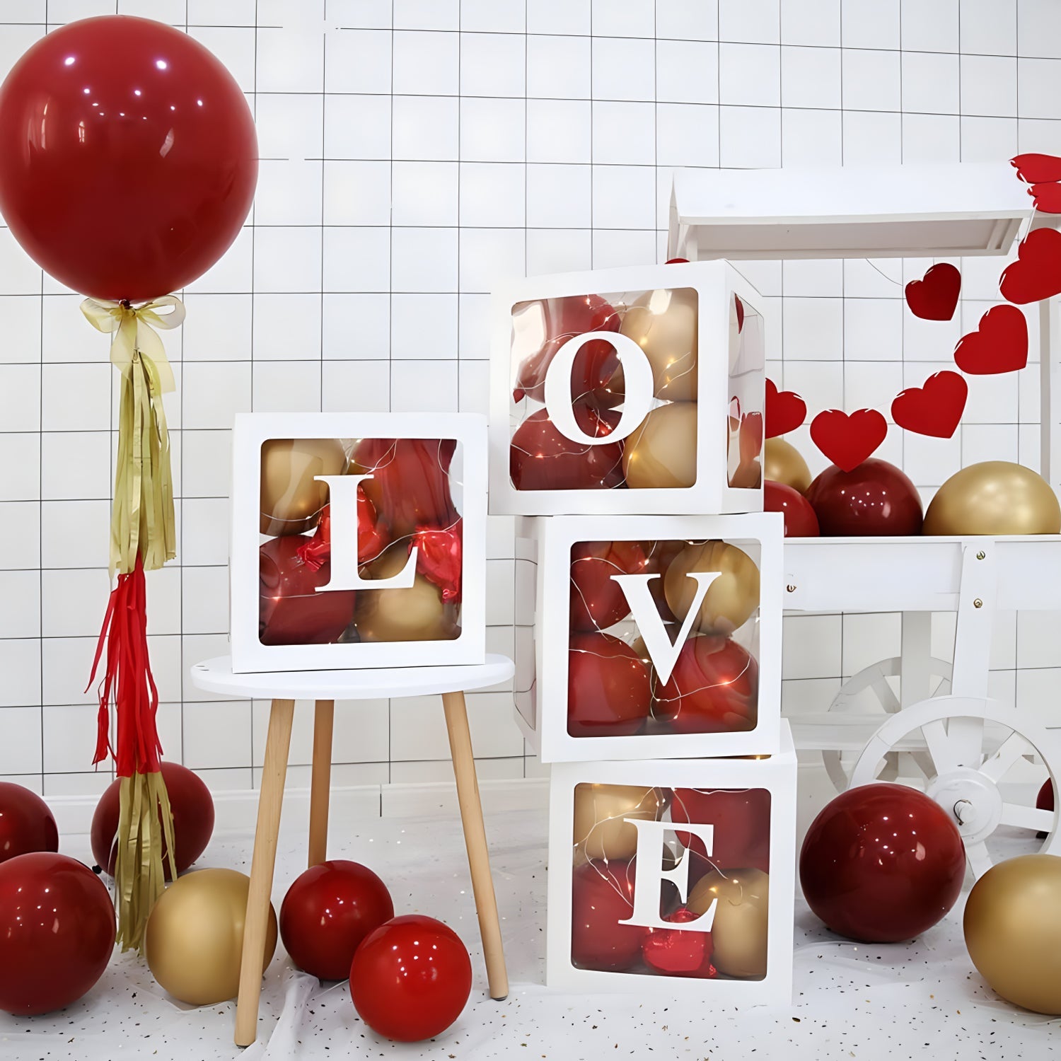 2 Pc DIY Balloon Boxes 12" Wood Grain