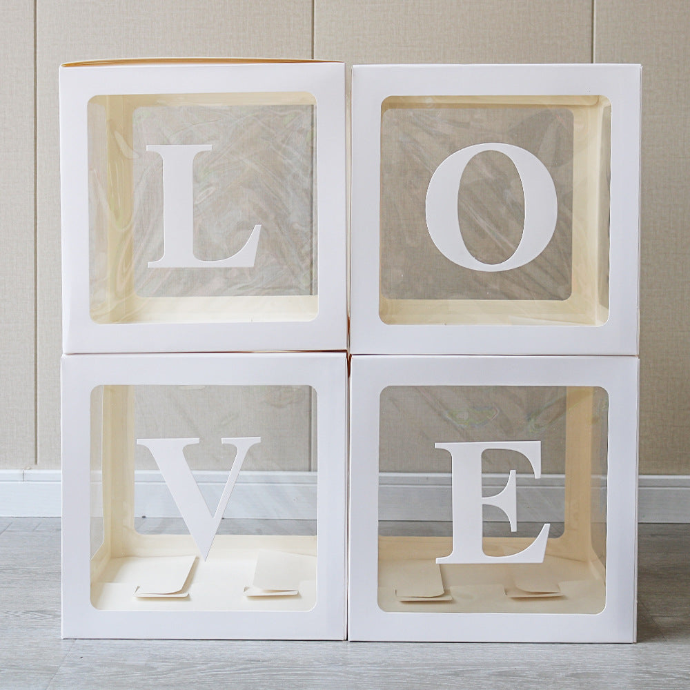 4 Pcs Love Transparent Balloon Boxes White