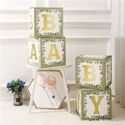 4 Pcs Transparent Balloon Boxes Gold Olive Green