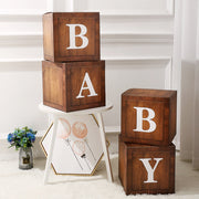 4 Pcs Transparent Balloon Boxes Wood Grain