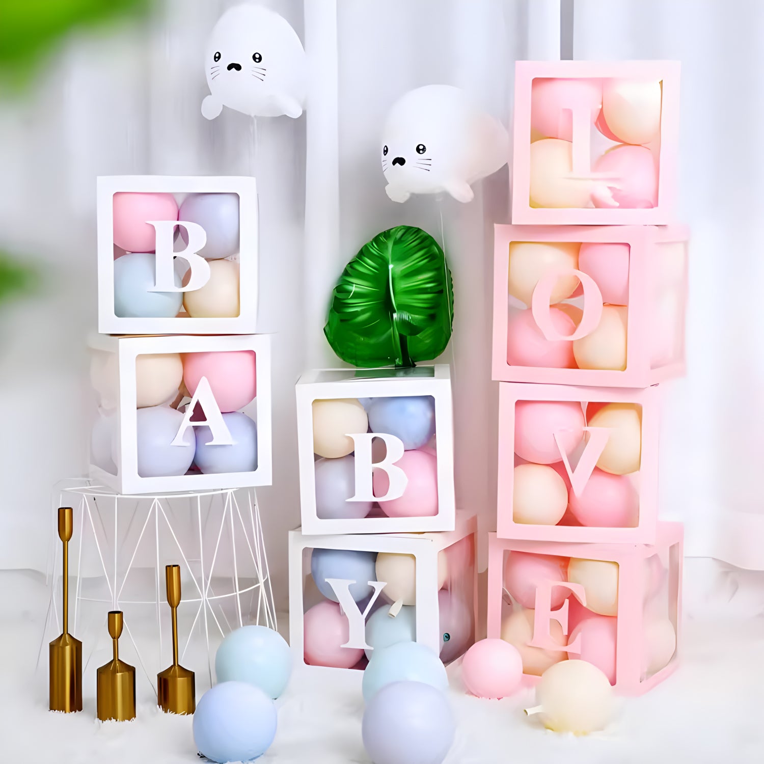 4 Pcs Love Transparent Balloon Boxes Pink