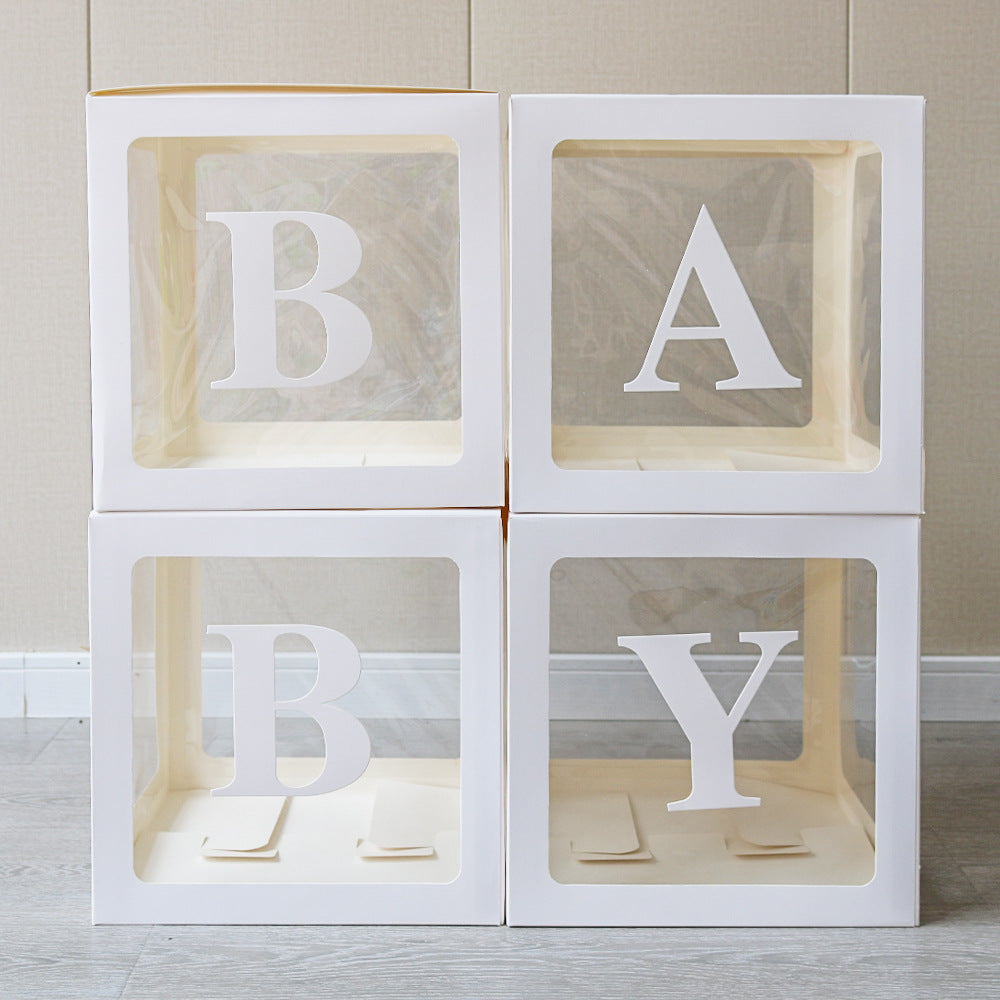 4 Pcs Transparent Balloon Boxes Baby White
