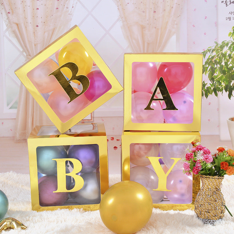 4 Pcs Transparent Balloon Boxes Baby Blue