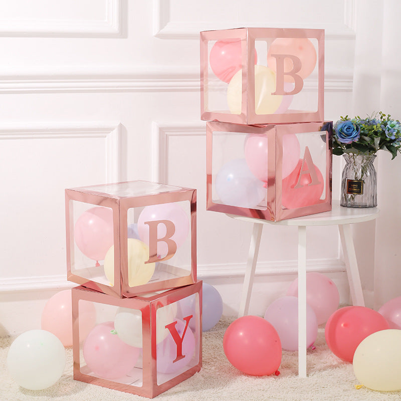 4 Pcs Transparent Balloon Boxes Baby Blue