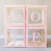 4 Pcs Love Transparent Balloon Boxes Pink
