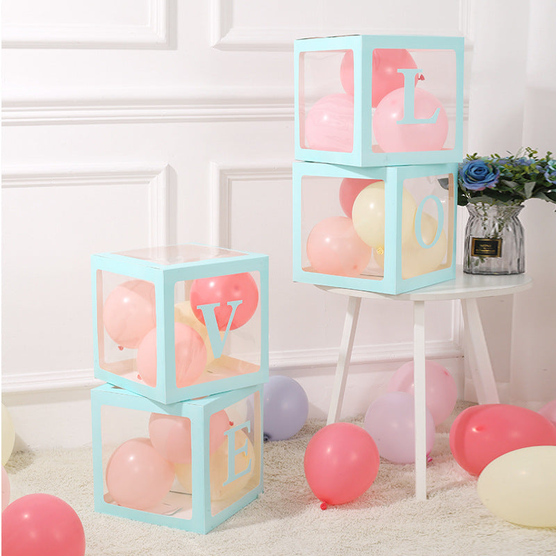 4 Pcs Love Transparent Balloon Boxes Blue