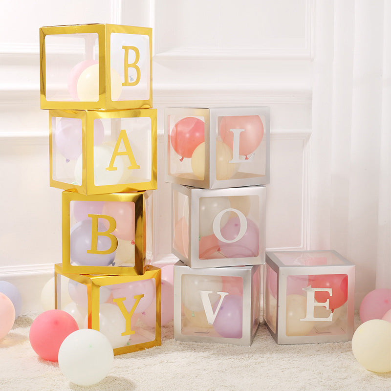 4 Pcs Transparent Balloon Boxes Baby Blue