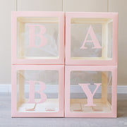 4 Pcs Transparent Balloon Boxes Baby Pink