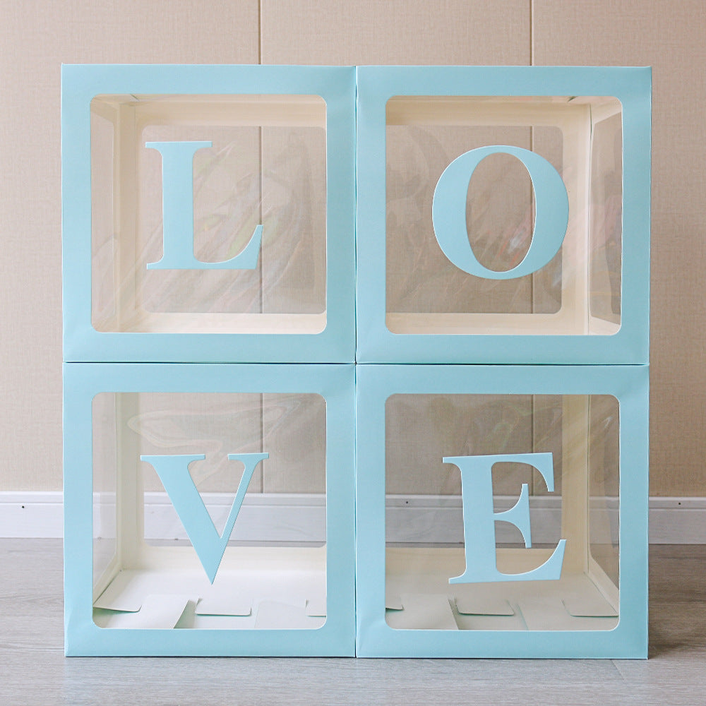 4 Pcs Love Transparent Balloon Boxes Blue
