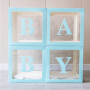 4 Pcs Transparent Balloon Boxes Baby Blue