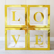 4 Pcs Love Transparent Balloon Boxes Gold