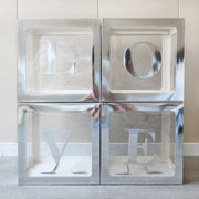 4 Pcs Love Transparent Balloon Boxes Silver