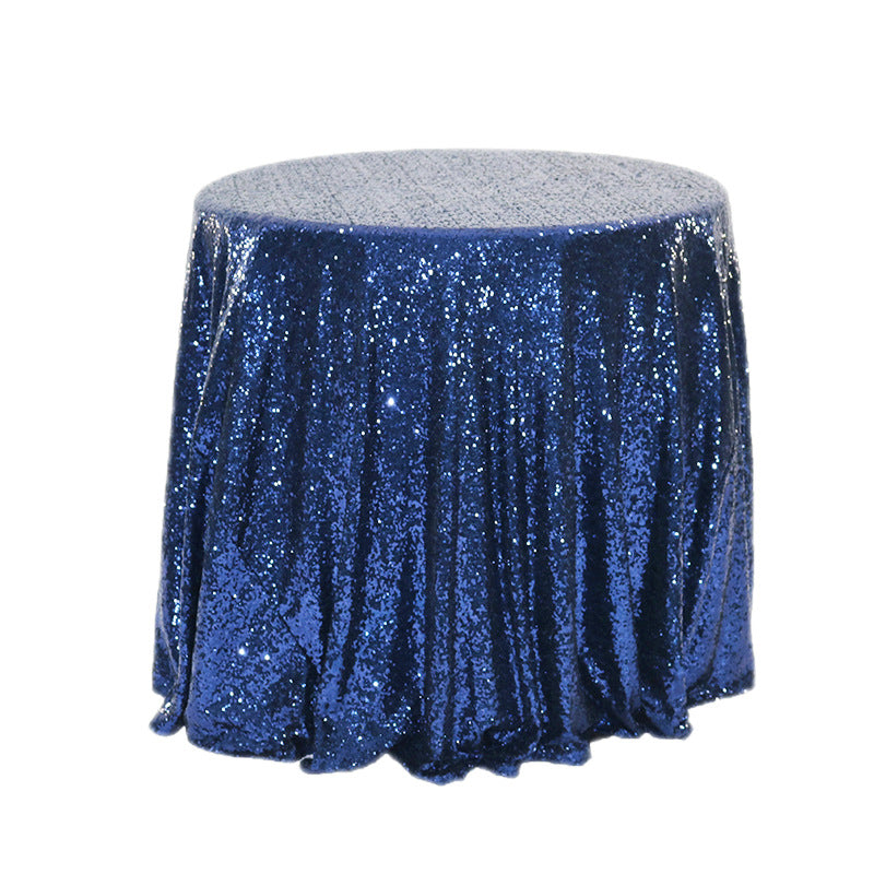 Glitz Sequins 132" Round Tablecloth Dark Blue