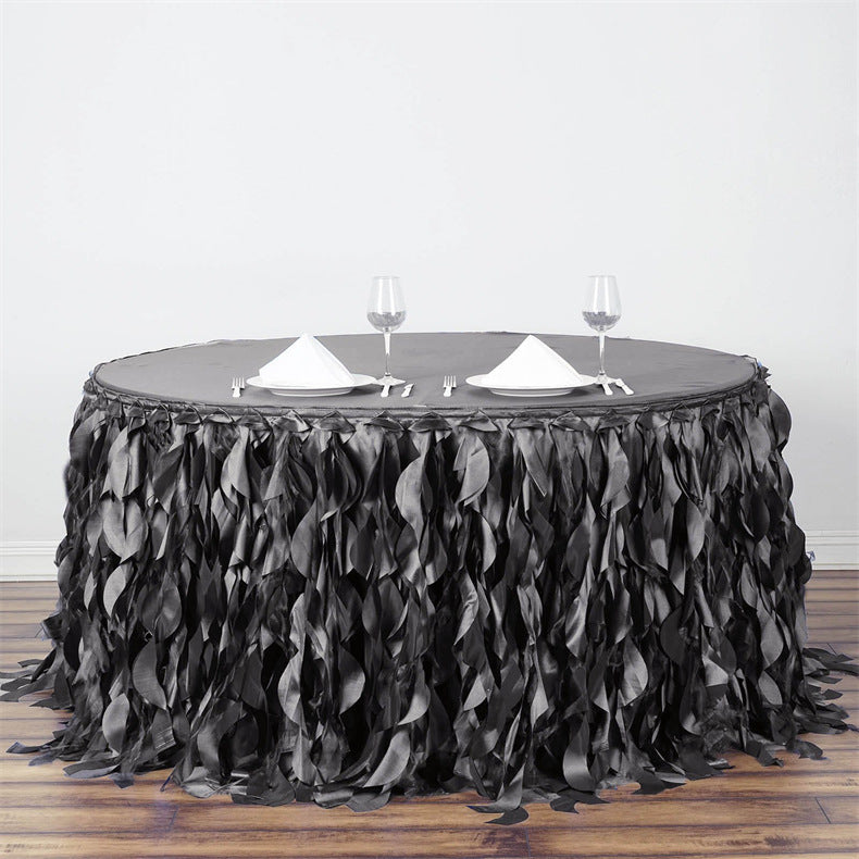 14ft Curly WillowTable Skirt Dark Gray