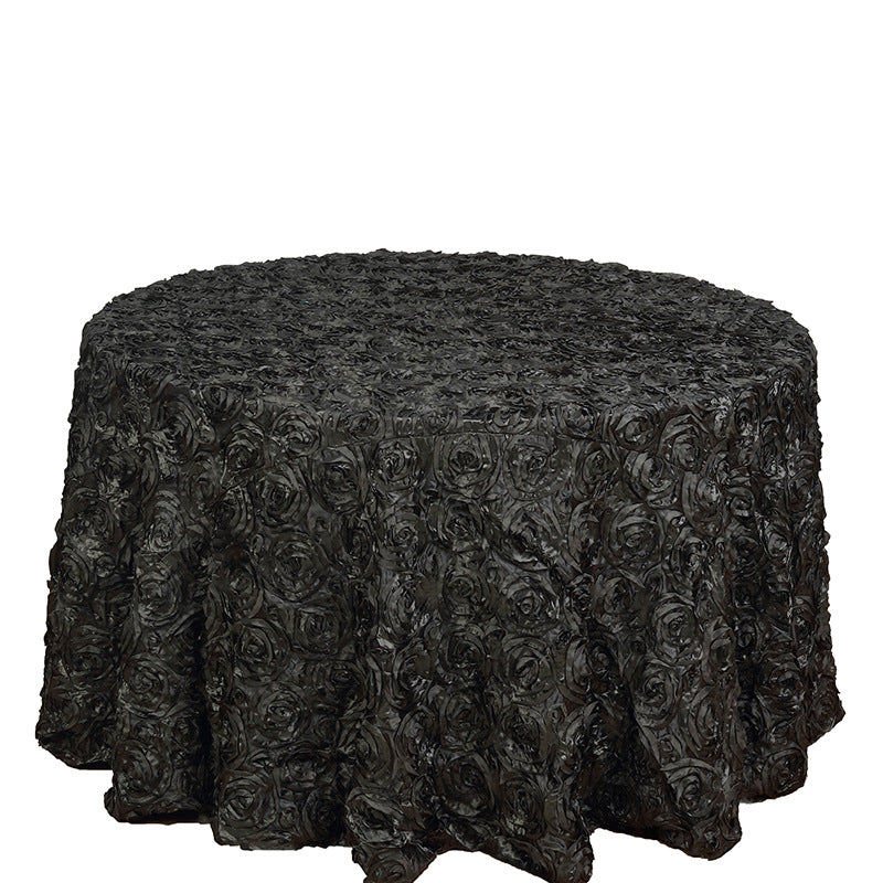 Round tablecloth with rose flowers 120" Dark Gray