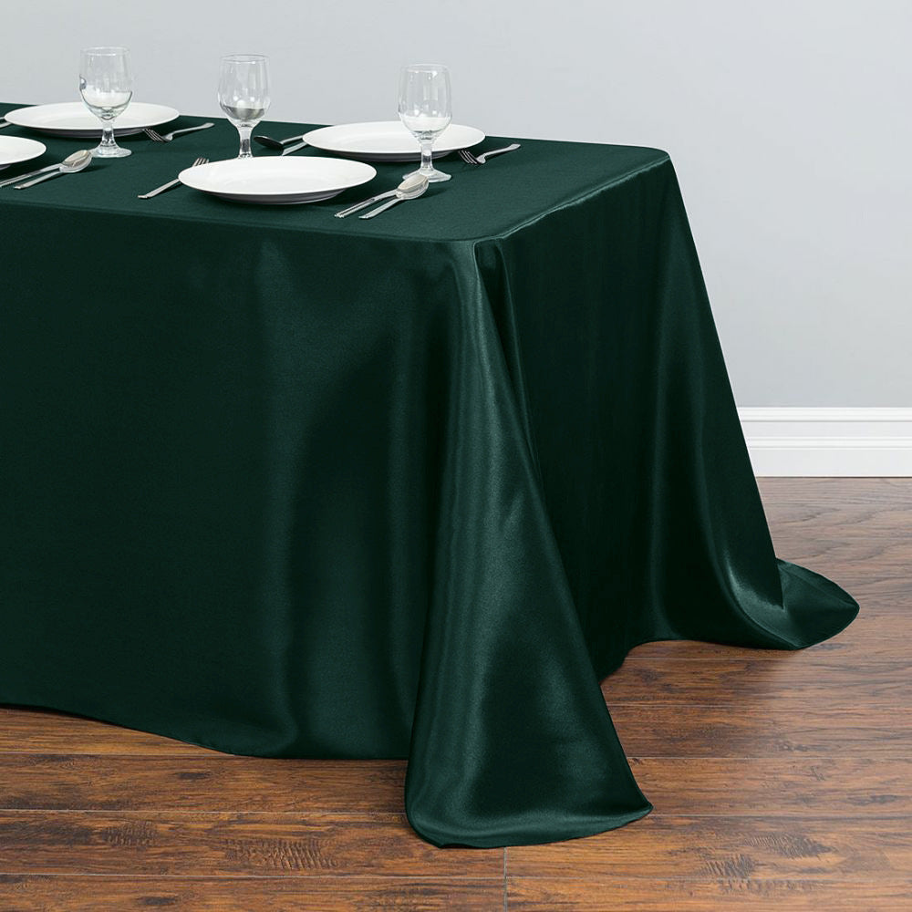 Satin Rectangular 90"x156" Tablecloth Dark Green