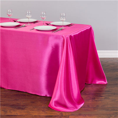 Satin Rectangular 90"x156" Tablecloth Dark Pink