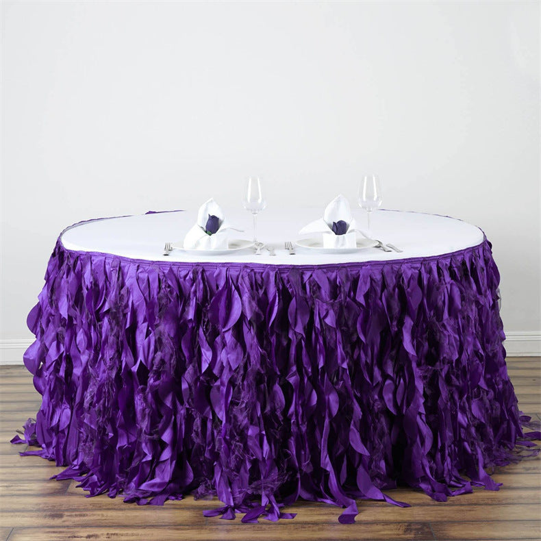 14ft Curly WillowTable Skirt Dark Purple