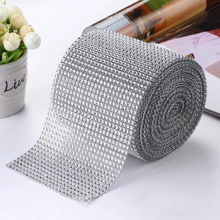 10 Yards 30ft 5" Silver Crafts Faux Diamond Bling Wrap
