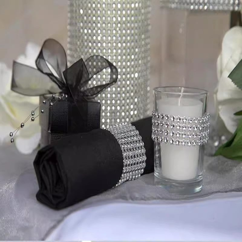 Diamond Rhinestone Ribbon Wrap Roll 5"x10 Yards Shiny Champagne